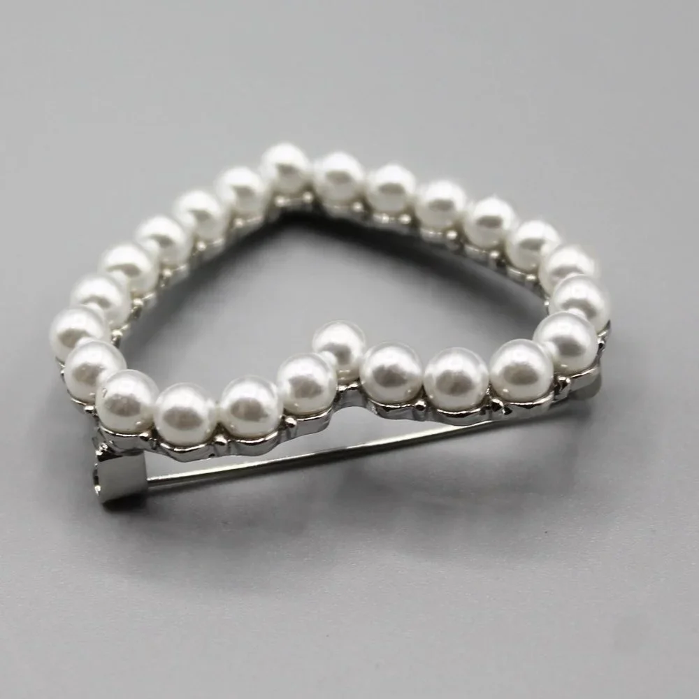 Heart love romantic pin brooch jewelry fashion pearls silver white gold tone new - Picture 10 of 13